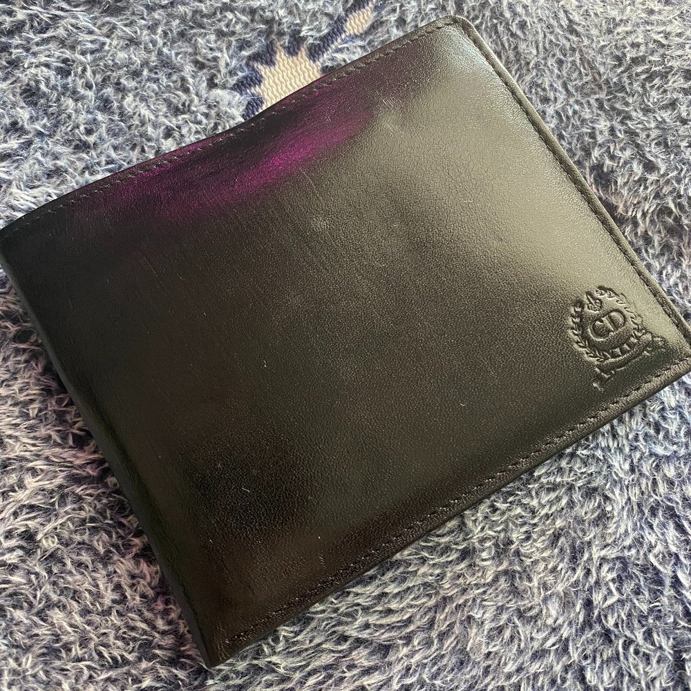 NWT 1980s Vintage CHRISTIAN DIOR Black Bifold Leather Wallet w/ Card Flap